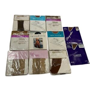 VTG Pantyhose Merville Tights Lot‎ of 11 Various Colors & Sizes
